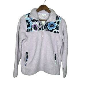 Vera Bradley Teddy Fleece Pocket Pullover Plum Pansies